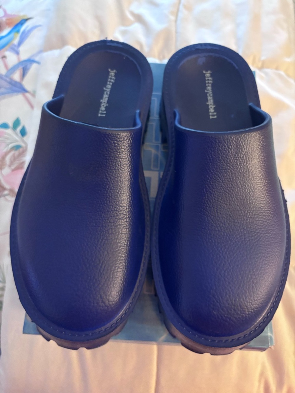 Jeffrey Campbell Blue Leather Clog Mules
